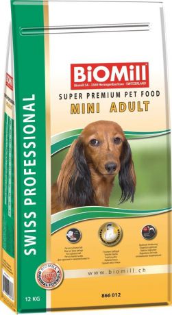 Сухой корм Biomill Swiss Professional Mini Adult Chicken для взрослых собак мелких и карликовых пород (3 кг, Птица)