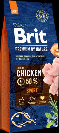 Сухой корм Brit Premium by Nature Sport для активных собак всех пород (15 кг, )