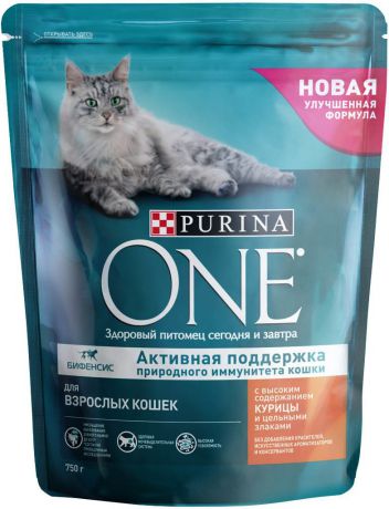 Сухой корм PURINA ONE Adult для кошек (1,5 кг Курица и злаки)