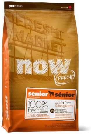 Сухой корм Now Fresh Senior Weight Control беззерновой с индейкой, уткой и овощами для пожилых собак (11,35 кг, )
