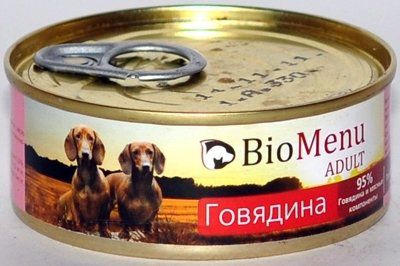 Консервы BioMenu Adult для собак (100 г, Говядина)