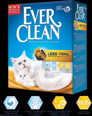 Наполнитель Ever Clean Less Trail для длинношерстных кошек (10 л, )