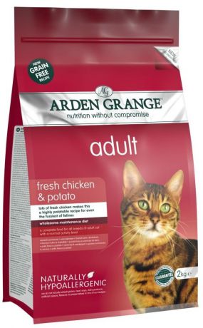 Сухой корм Arden Grange Adult Cat беззерновой для взрослых кошек (2 кг, Курица и картофель)