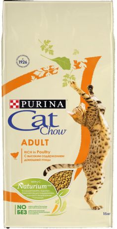 Сухой корм Cat Chow Adult для взрослых кошек (1,5 кг, Птица)