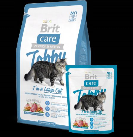 Сухой корм Brit Care Cat Tobby беззерновой для кошек крупных пород (2 кг, Курица и утка)