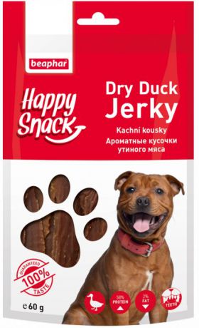 Лакомство Beaphar Happy Snack Dry Duck Jerky Ароматные кусочки утиного мяса для собак (60 г, Утка)