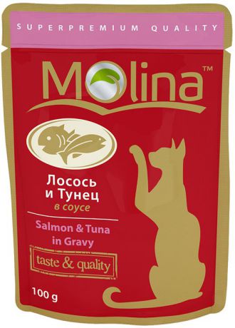 Паучи Molina для кошек 100 г (100 г, Лосось и тунец)