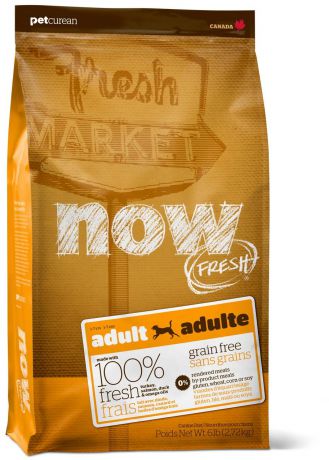 Сухой корм Now Fresh Adult беззерновой с индейкой, уткой и овощами для взрослых собак (11,35 кг, )