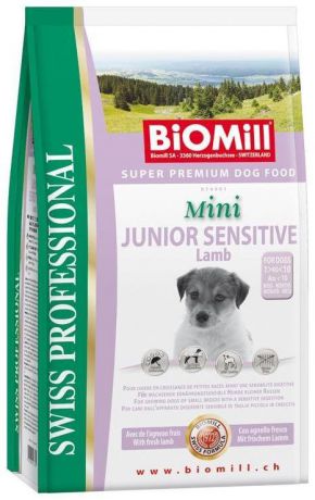 Сухой корм Biomill Swiss Professional Mini Junior Sensitive для привередливых щенков мелких и карликовых пород (1 кг, Ягнёнок и рис)