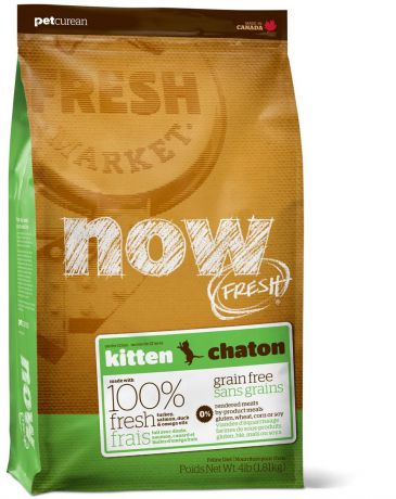 Сухой корм Now Fresh Kitten беззерновой с индейкой, уткой и овощами для котят (1,82 кг, )