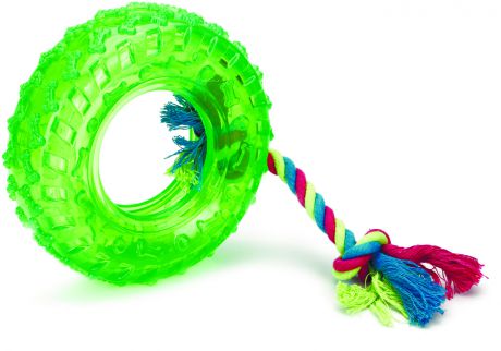 Игрушка Beeztees Покрышка на Веревке TPR для собак (15 см, Зеленый)