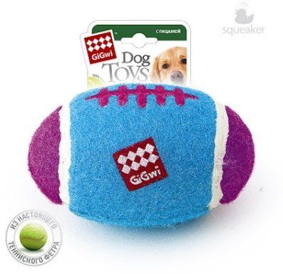 Игрушка Gigwi Мяч-регби с пищалкой большой для собак (17 см, Синий)