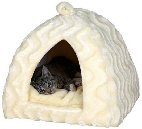 Лежак-пещера Trixie Делия для кошек и собак (40 х 40 х 42 см, Кремовый)