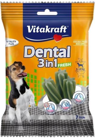 Жевательные палочки Vitakraft Dental 3in1 Fresh для собак от 5 до 10 кг (7 шт, )