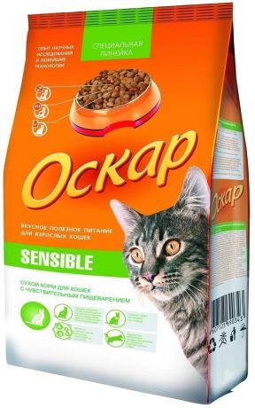 Сухой корм Оскар Sensible для кошек с плохим пищеварением и привередливых к еде (10 кг, )