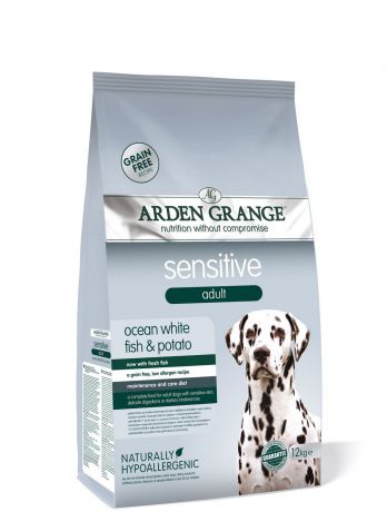 Сухой корм Arden Grange Adult Dog Sensitive для взрослых собак с деликатным желудком и/или чувствительной кожей (12 кг, )
