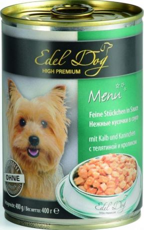 Консервы Edel Dog нежные кусочки в соусе для собак (1,2 кг, 3 вида мяса)