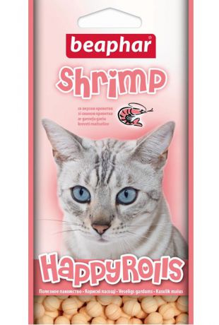Лакомство Beaphar Happy Rolls Shrimp со вкусом креветок для кошек (80 шт, Креветки)