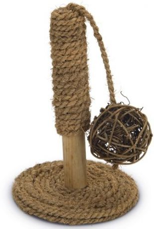 Игрушка Beeztees Подставка-столбик из кокосовой веревки с мячиком для грызунов (9x9x16,5 см, )