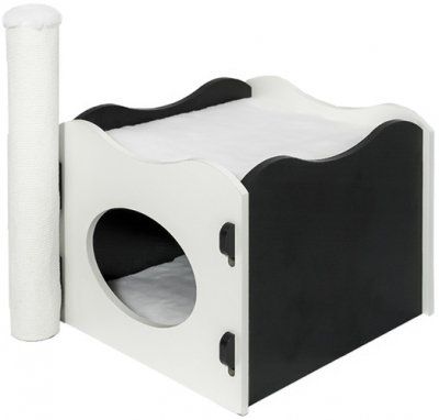 Домик-когтеточка Дарэлл Летний для кошек (43 х 39 57 см, Черно-белый)