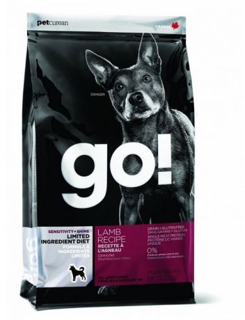 Сухой корм GO! Natural Holistic Lamb Dog Recipe беззерновой для щенков и собак с чувствительным пищеварением (11,3 кг, Ягненок)
