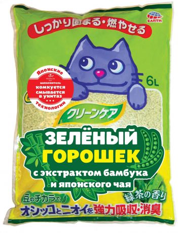 Наполнитель Premium Pet Japan зеленый горошек с экстрактом бамбука и японского чая для кошек (6 л, )