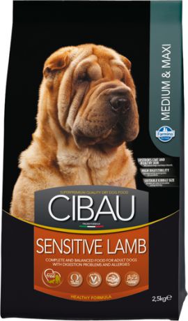 Сухой корм Farmina Cibau Sensitive Medium/Maxi Lamb для собак с чувствительным пищеварением и аллергией (12 кг, Ягненок)