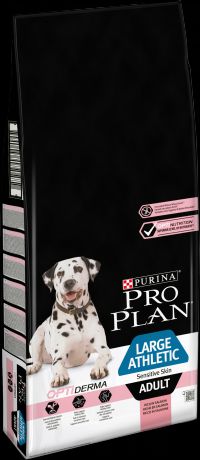 Сухой корм Pro Plan Adult Large Athletic Optiderma для взрослых собак крупных пород с атлетическим телосложением c чувствительной кожей (14 кг, Лосось)