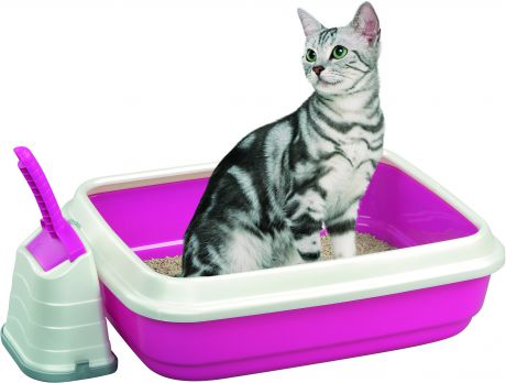 Лоток IMAC Duo с бортом и совком для кошек (Д 59 х Ш 40 х В 28 см, Розовый)
