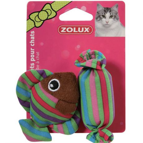 Игрушка Zolux мягкие рыбка и конфета с мятой для кошек (2 шт, )