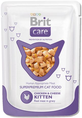 Паучи Brit Care Chicken&Cheese Kitten с курицей и сыром для котят (80 г, )