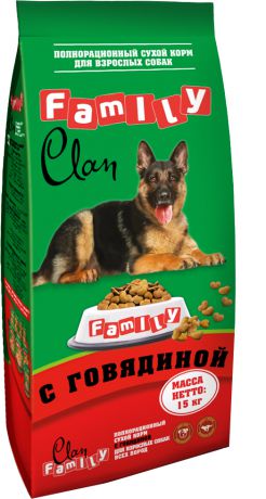 Сухой корм Clan Family для собак (15 кг, Говядина)
