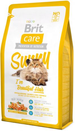 Сухой корм Brit Care Cat Sunny Beautiful Hair для ухода за кожей и шерстью кошек (2 кг, )