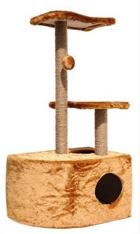 Домик-когтеточка Зоомарк Мурзик угловой с 2-мя полками для кошек (50 х 36 х 100 см)