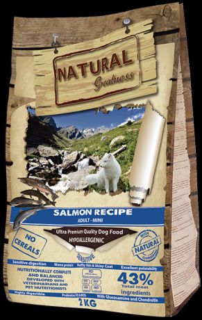 Сухой корм Natural Greatness Salmon Recipe Sensitive Adult Mini для собак мелких пород (2 кг, Лосось)