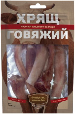 Деревенские лакомства Хрящ говяжий для собак (75 г, длинные, Говядина)
