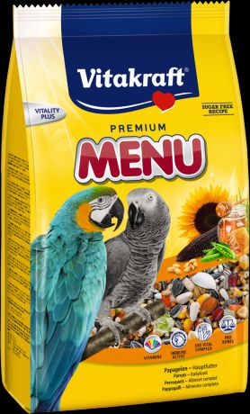 Корм Vitakraft Menu Vital основной для крупных попугаев 1 кг (1 кг, )