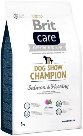 Сухой корм Brit Care Dog Show Champion с лососем, сельдью и рисом для выставочных собак (1 кг, Лосось и сельдь с рисом)