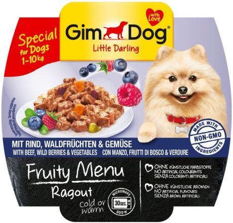 Консервы Gimdog Fruity Menu Little Darling Рагу для собак 100 г (100 г, Говядина, дикие ягоды и овощи)
