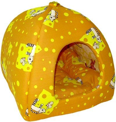 Домик Бобровый Дворик "Кошки" для животных (39 х 39 х 35 см, Желтый)