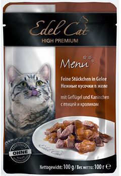 Паучи Edel Cat нежные кусочки в желе для кошек 100 г (Гусь, печень)