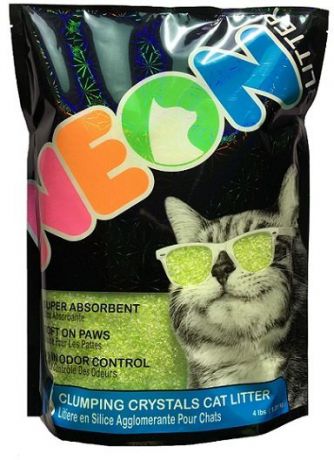Наполнитель Neon Litter силикагелевый комкующийся для кошек (1,8 кг, Зеленый)
