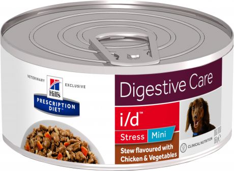 Консервы Hill's Рагу Prescription Diet i/d Stress Mini Digestive Care для поддержания здоровья ЖКТ и при стрессе для собак мелких пород (156 г, Курица с овощами)