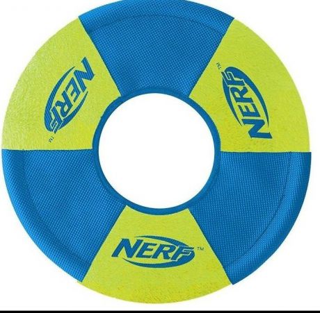 Игрушка Nerf Диск для фрисби плюшевый для собак (22,5 см, Синий с желтым синий с оранжевым)