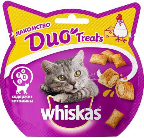 Лакомство Whiskas Duo Treats подушечки для кошек (40 г, Говядина и сыр)