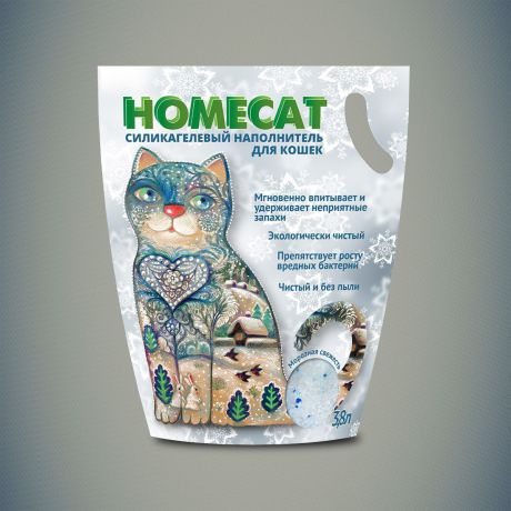 Наполнитель Homecat Морозная свежесть силикагелевый для кошачьих туалетов (1,8 кг, )