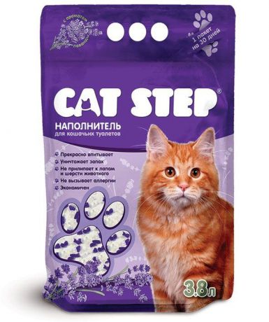 Наполнитель Cat Step Лаванда силикагелевый впитывающий для кошачьих туалетов 3,8 л (3,8 л, )