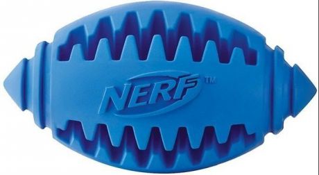 Игрушка Nerf Мяч для регби рифленый для собак (10 см, Синий желтый)