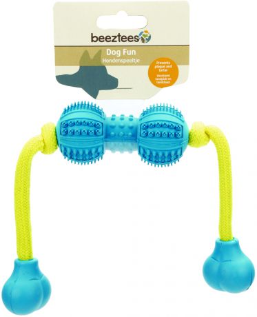 Игрушка Beeztees Гантель для ухода за зубами шипованная на веревке для собак (9 см, )