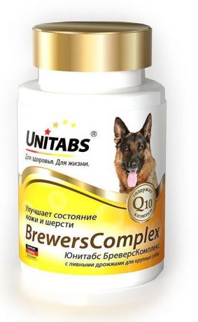 Витамины Unitabs BreversComplex с Q10 для собак крупных пород с пивными дрожжами 100 таблеток (100 таблеток)